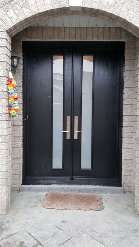 Modern Front Entry Double Door Frosted Glass Modern Doors