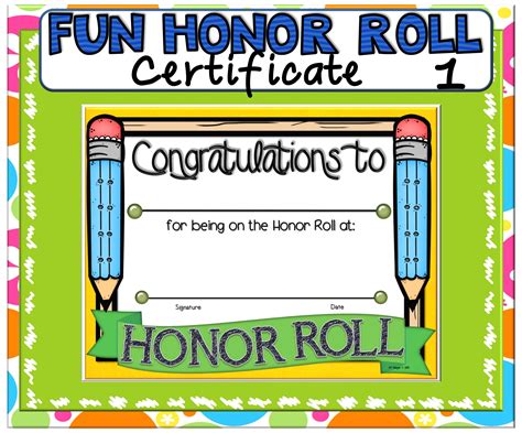 honor roll printable certificates