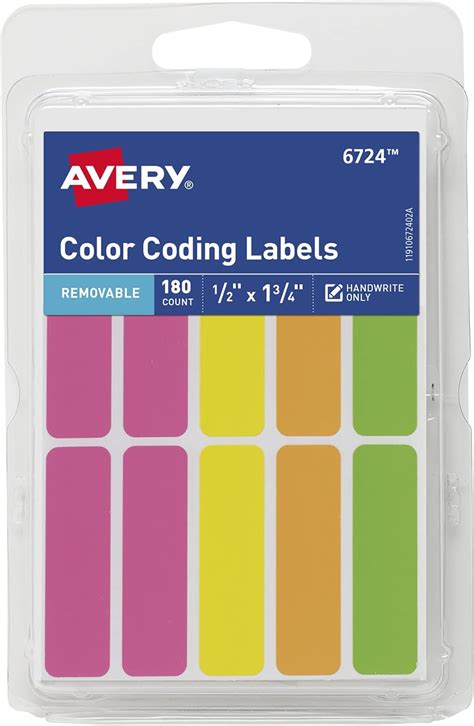 buy avery removable color coding labels removable adhesive