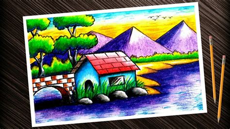 draw  landscape mountains drawing  basic shapes easy