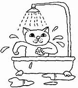 Badewanne Kleurplaten Bain Malvorlagen Coloriages Kleurplaat Katze Animaatjes Duscht Imprimer sketch template