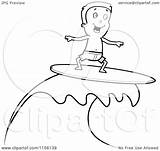 Wave Surfing Boy Riding Cartoon Clipart Happy Coloring Cory Thoman Outlined Vector 2021 sketch template