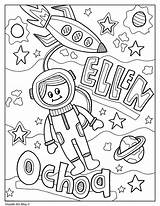 Hispanic Heritage Coloring Ellen Ochoa Classroomdoodles Space Classroom Doodles Americans sketch template