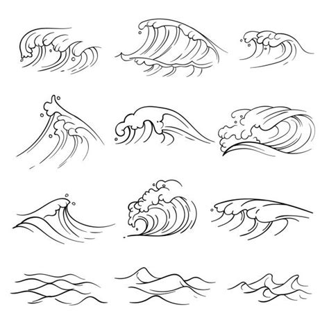 ocean wave outline illustrations royalty  vector graphics