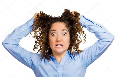 Stressed Business Woman Pulling Her Hair Out Yelling