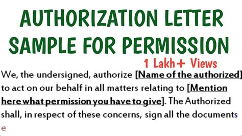 sample letter  authorization giving permission authority letter