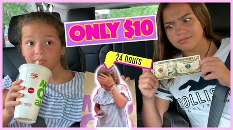 Eating For 24 Hours Only With Only 10 Dollars Challenge Sister