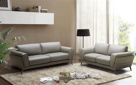 berlin gray italian leather living room set   jm