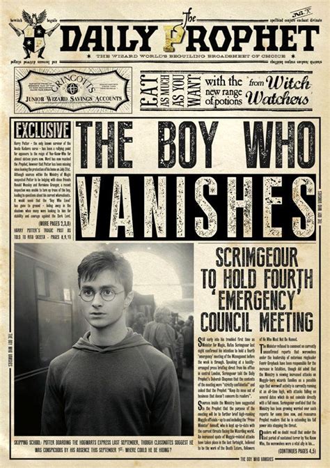 harry potter newspaper printable