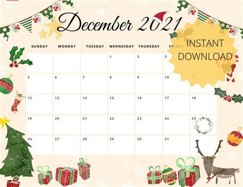 editable merry christmas  calendar calendar  planner etsy