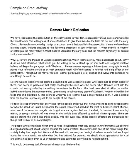 romero  reflection  essay   words graduateway