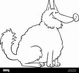 Cartoon Coloring Dog Spitz Illustration Book Stock Shaggy Purebred Eskimo Alamy Sheepdog sketch template