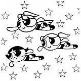 Powerpuff Coloring Girls Relaxing Flying Pool Stars Through Side sketch template