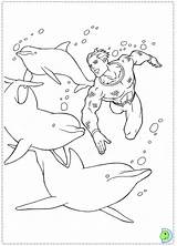 Coloring Aquaman Dinokids Swimming Close sketch template
