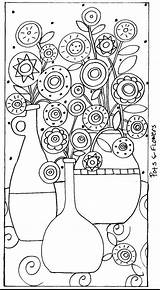 Rug Hook Coloring Karla Gerard Pages Patterns Folk Paper Hooking Pattern Abstract Flower Popscreen sketch template