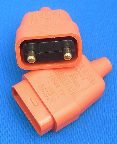 2 Pin 10 Amp Orange Rubber Power Cable Lead Plug Connector
