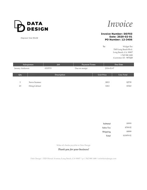 sample invoice