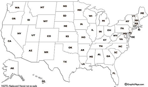 Us States Two Letter Abbreviations Map