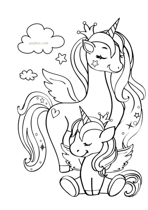 cutest mom  baby unicorn coloring page print