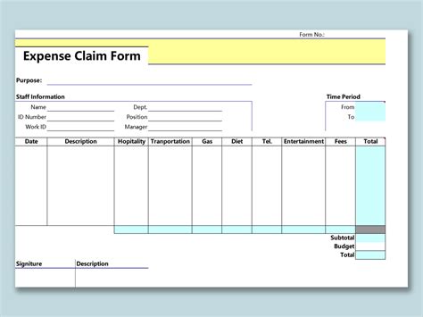expenses claim form template excel