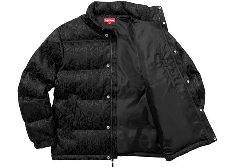 supreme fuck jacquard puffy jacket black fall winter 2017 collection