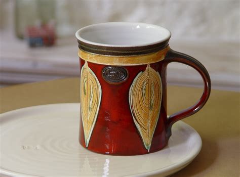 christmas gift large pottery mug handmade red ceramic mug