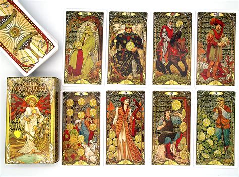 golden art nouveau tarot deck pcs tarot cards size etsy