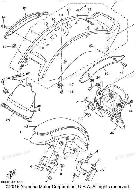 yamaha motorcycle  oem parts diagram  fender partzillacom