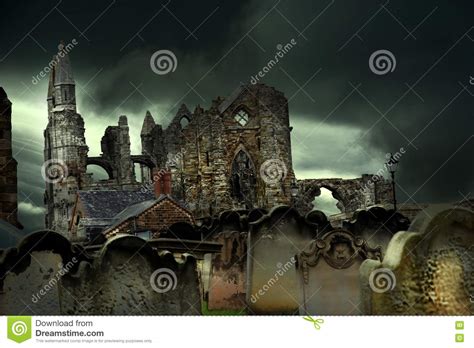 whitby abbey  cemetery stock photo image  clouds