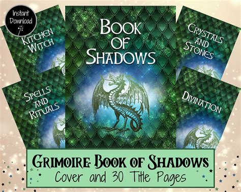 book of shadows cover and title pages grimoire cover etsy
