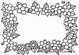 Coloring Frames Pages Frame Clip Garland Clipart Flower Views Set Treehut Floral sketch template
