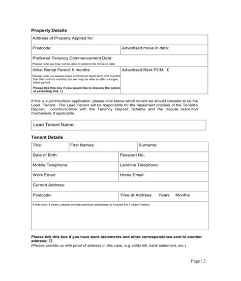 tenant application forms   ms word
