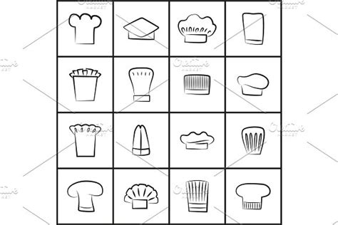 chef hats   shapes thin outline illustrations creative daddy