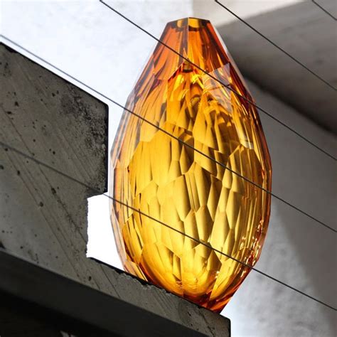 Arcade Murano Art Glass Vase Euro Amber Design By Ivan