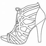 Heel High Drawing Shoe Template Coloring Pages Sandals Sandal Templates Drawings Getdrawings sketch template