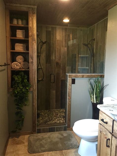 rustic master bathroom upgrade wood tile shower custom bathroom