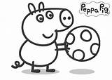Peppa Pig Coloring George Brother Playing Football sketch template