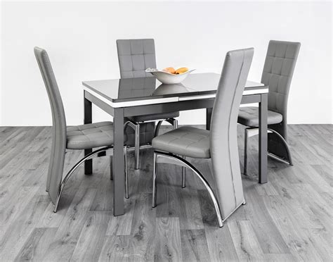 husty extendable dining table  grey chairs discount furniture centre