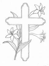 Easter Coloring Lily Pages Cross Printable Color Christian Lilies Kids Colouring Print Religious Clipart Printables Stickers sketch template