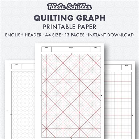 quilting graph paper set english instant  printable
