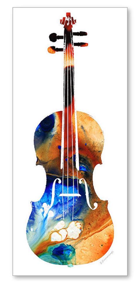 Violin Art Print From Painting Colorful Bold Music Lover
