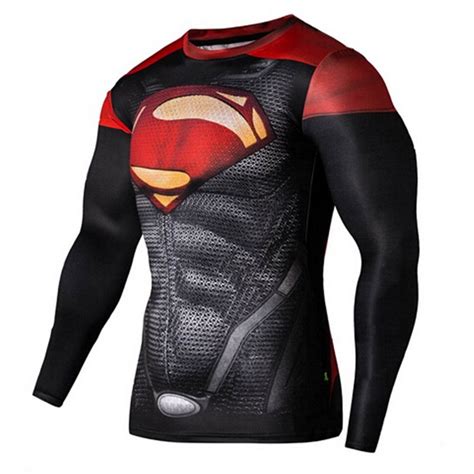 barato mens ginásio roupas esporte da aptidão tshirt 3d superman capitão américa manga longa t