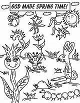 Spring Coloring Pages God Springtime Made Time Sunday Kids School Printable Christian Summer Church Animals Lesson Sheets Color Themed Clipart sketch template