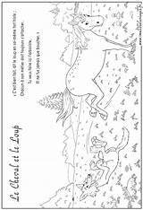 Cheval Loup Fontaine Coloriage Fables Coloriages sketch template