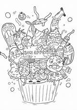 Doodle Coloring Pages Cupcake Kids Color Dessert Children Bon Simple Doodling Print Icing Huge Going Favorite Artist Adult sketch template