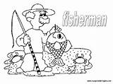 Fisherman Pescador Colorear Colorea sketch template