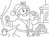 Santa Cookies Pages Eating Christmas Coloring Milk Template sketch template