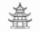 Colorear Japonesa Pagoda Asiatique Tradizionale Disegno Desenho Dibuix Edificios Stampare sketch template