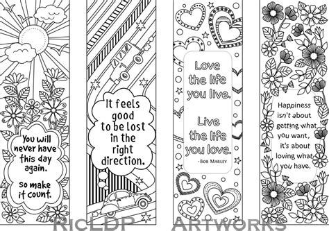 printable bookmark templates  color