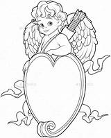 Coloring Pages Cherub Cupid Heart Over Getcolorings Getdrawings sketch template